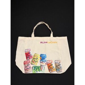 New La Croix Sparkling Water Canvas Tote Bag Cream Graphic Shopper, Lightweight